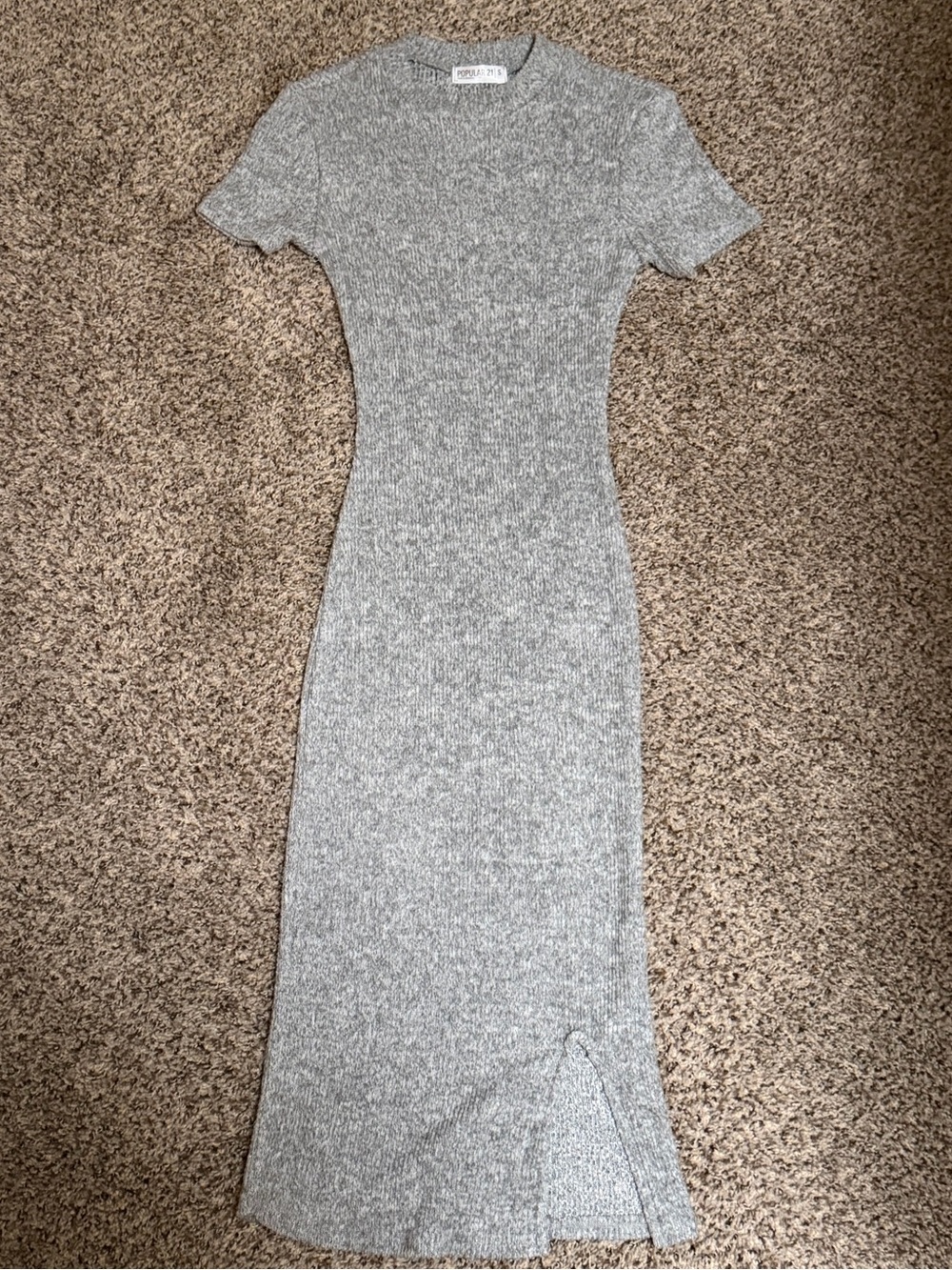Gray Short-Sleeve Maxi Dress